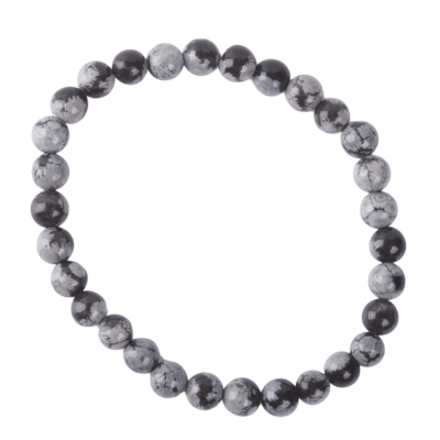 Bracelet - 6mm Obsidian snowflake