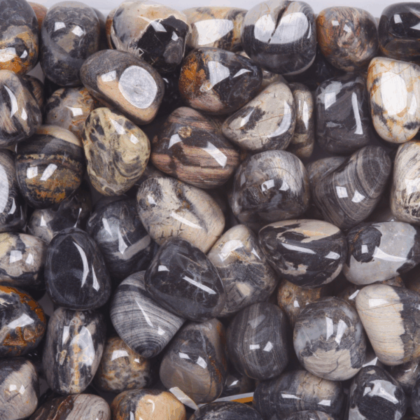 Tumble - Jasper Black silver leaf