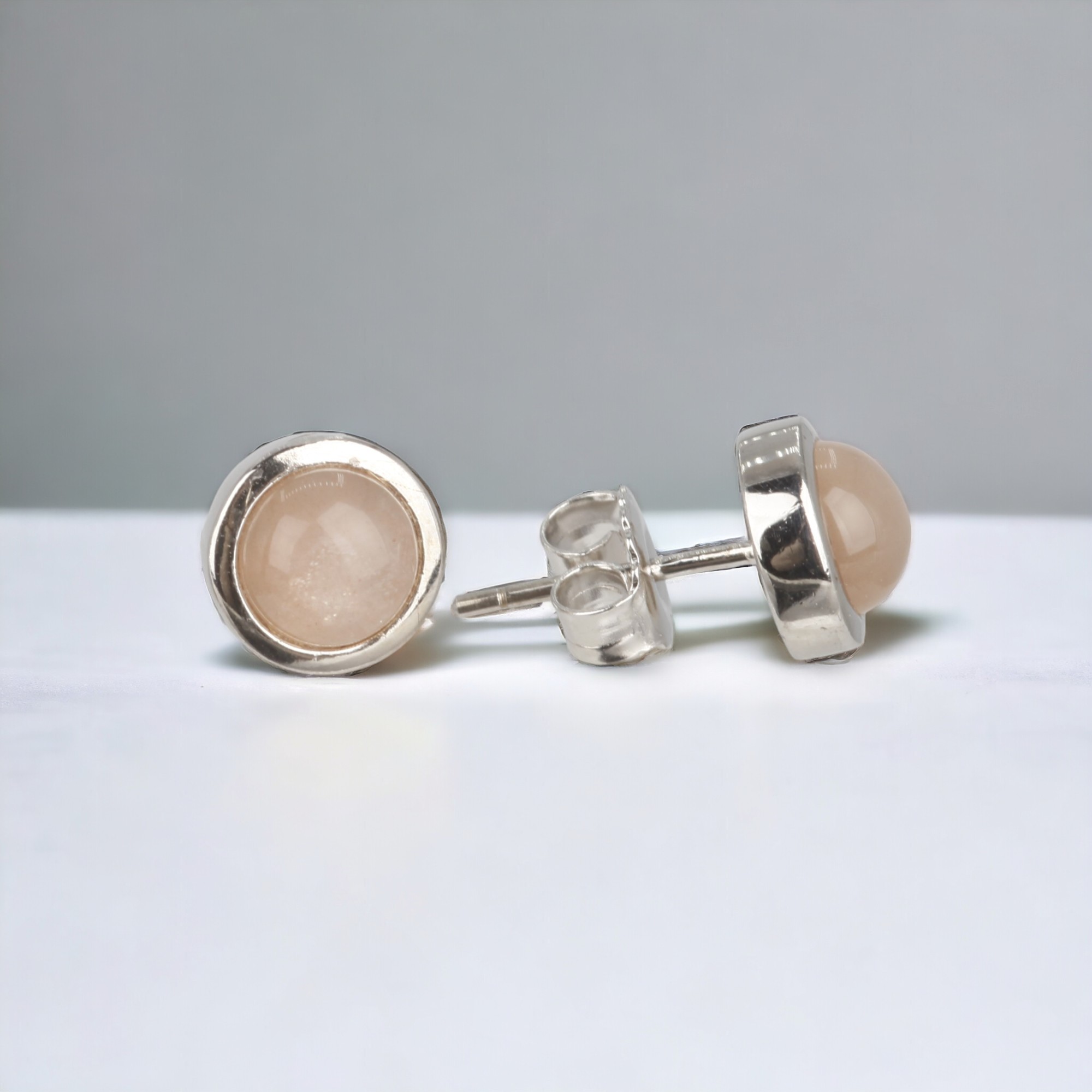 Peach Moonstone Lily Earrings main image 1