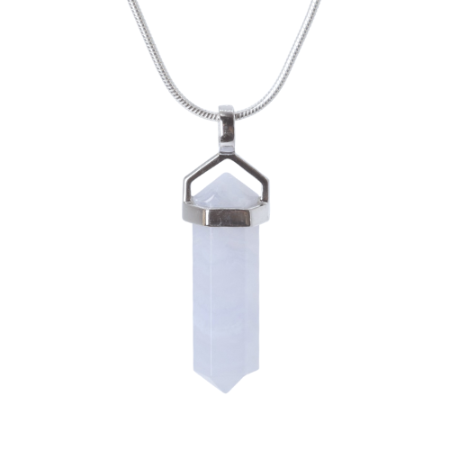 Pendant - Double point - 22mm Chalcedony