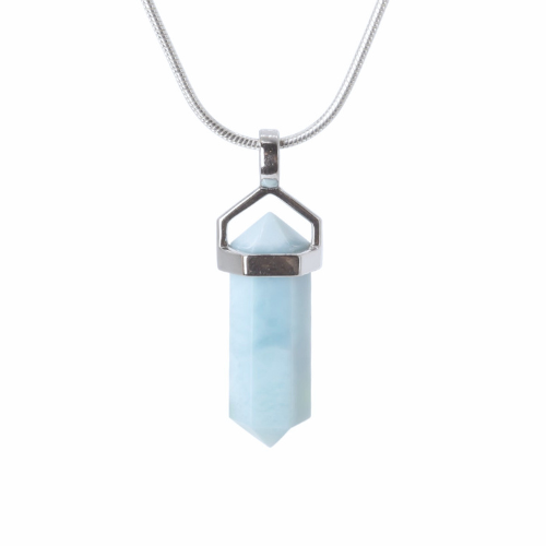Pendant - Double point - 22mm Larimar