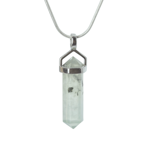 Pendant - Double point - 22mm Prehnite