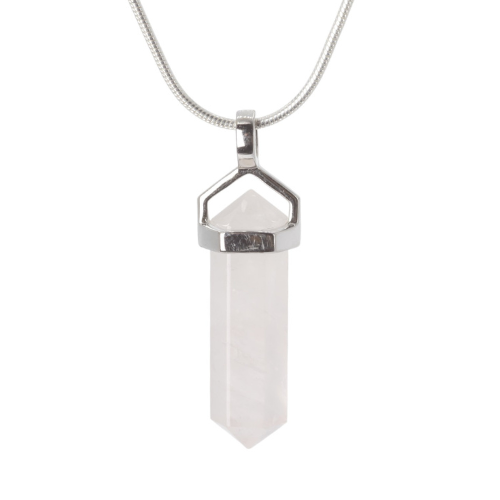 Pendant - Double point - 22mm Rosequartz