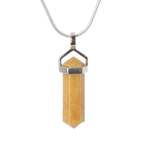 Pendant - Double point - 22mm Jasper Yellow