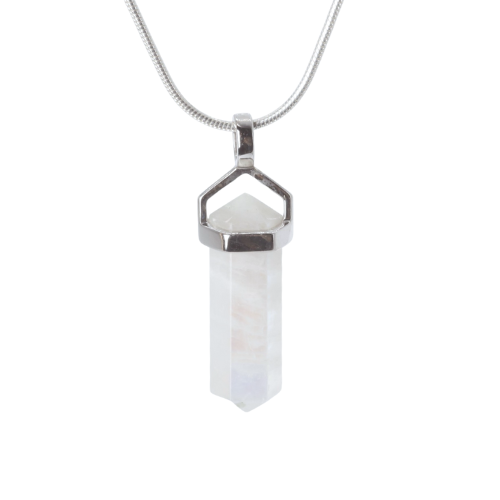 Pendant - Double point - 22mm Moonstone Rainbow