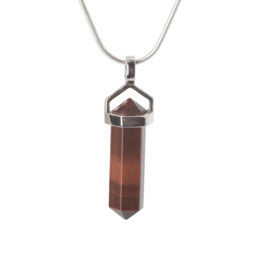Pendant - Double point - 22mm Tiger's eye red