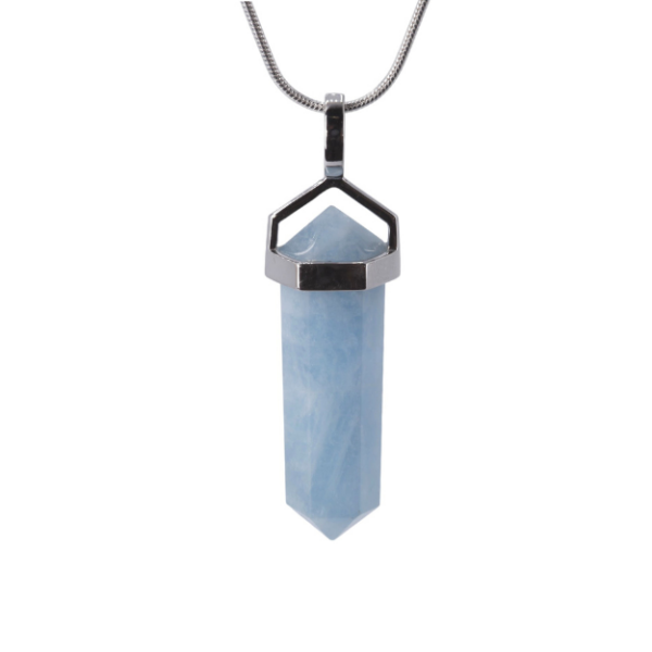 Pendant - Double point - 29mm Aquamarine