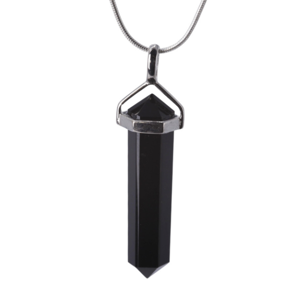 Pendant - Double point - 35mm Black Agate (Onyx)