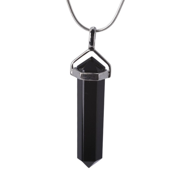Pendant - Double point - 35mm Black Agate (Onyx)