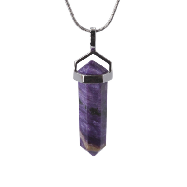 Pendant - Double point - 29mm Charoïte