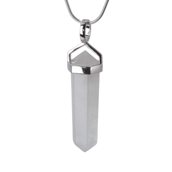 Pendant - Double point - 35mm Moonstone Rainbow
