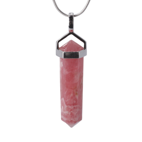 Pendant - Double point - 35mm Rhodochrosite