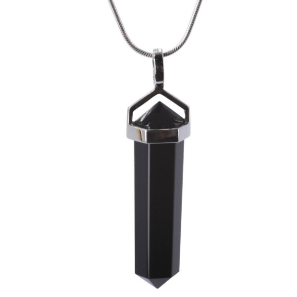 Pendant - Double point - 35mm Obsidian Rainbow