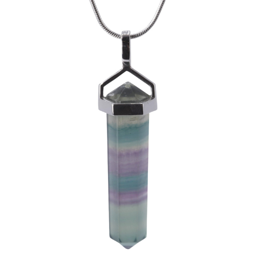 Pendant - Double point - 35mm Fluorite Green / Yellow