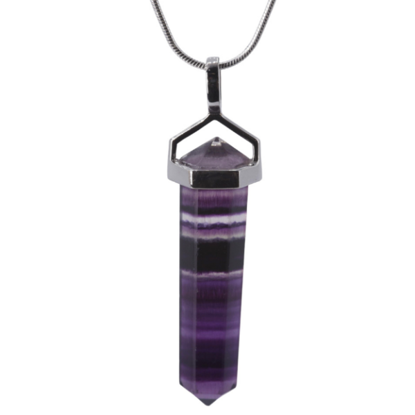 Pendant - Double point - 35mm Fluorite Purple