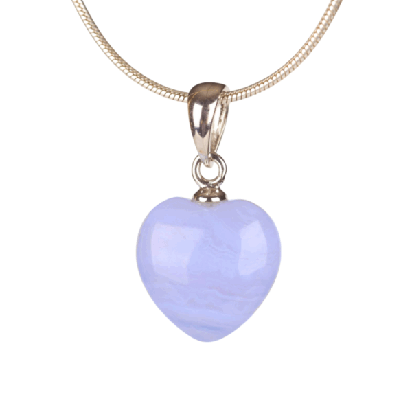 Pendant - Heart 12mm  - Chalcedony (Blue Lace Agate)