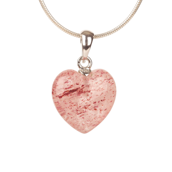 Pendant - Heart 15mm - Strawberry Quartz