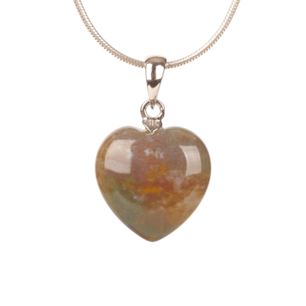Pendant - Heart 15mm - Moss Agate