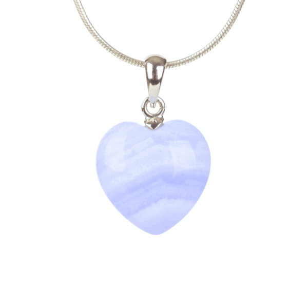 Pendant - Heart 15mm  - Chalcedony (Blue Lace Agate)