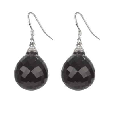 Earrings - Black Agate (Onyx) facet