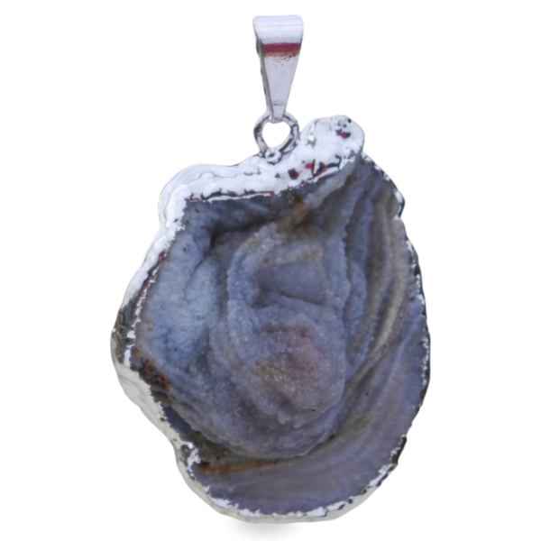 Silver plated pendant - Chalcedony rose