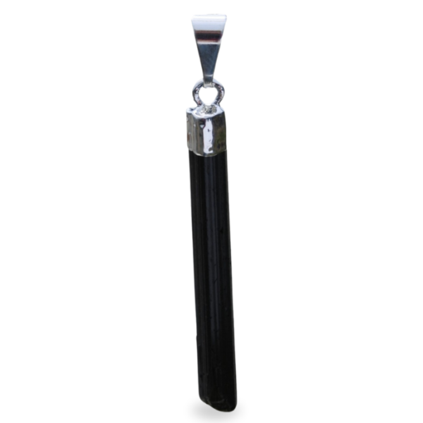 Silver plated pendant - Schorl (Black Tourmaline)
