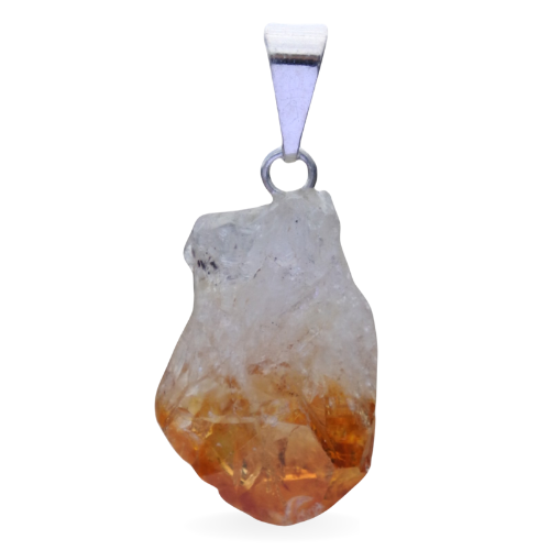 Silver plated pendant - Citrine point mini
