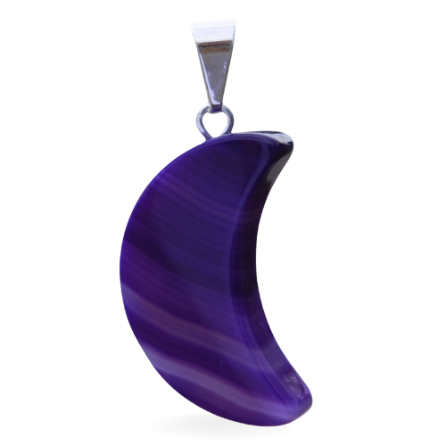 Silver plated pendant - Agate dyed Moon