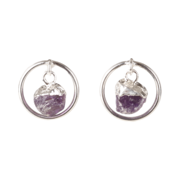 Earstud - Silverplated - Amethyst
