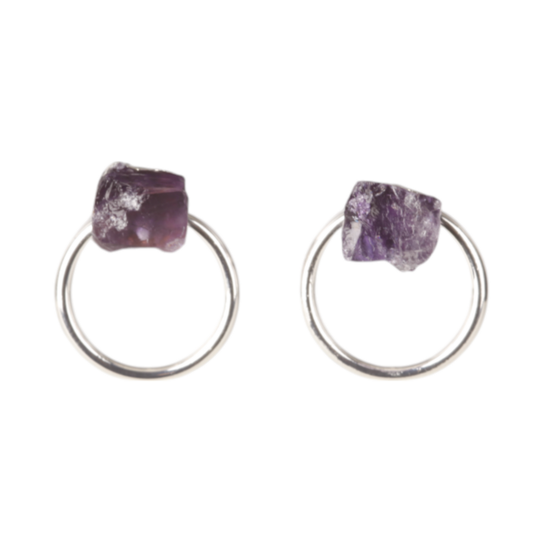 Earstud - Silverplated - Amethyst