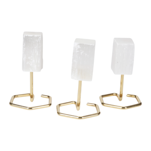 On stand - gold - Selenite