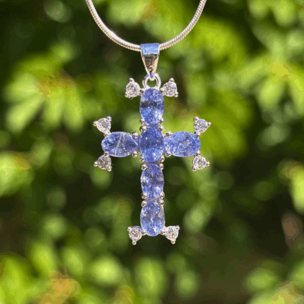 Pendant - cross - Tanzanite