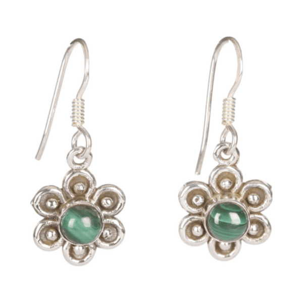 Earrings - Flower - Malachite