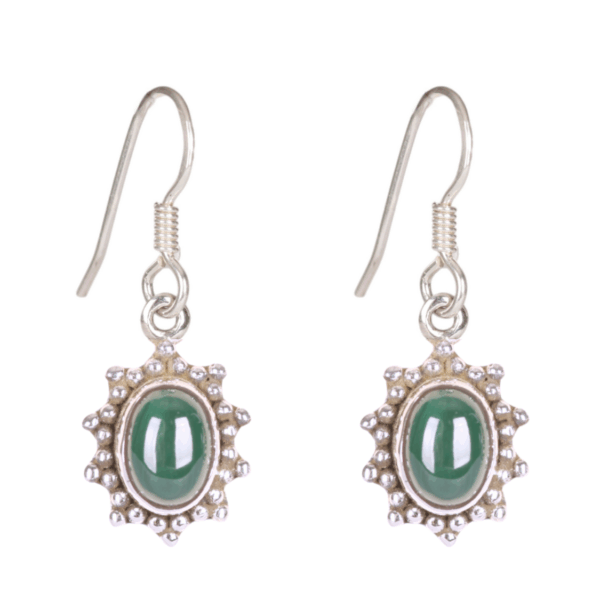 Earrings - Oval - Malachite