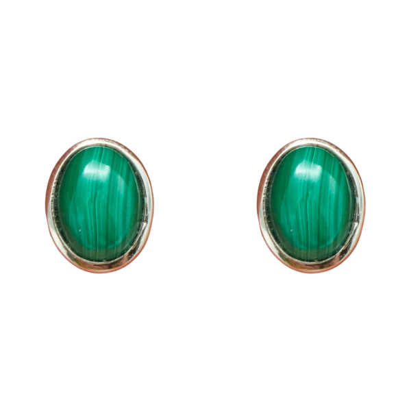 Earstuds - oval - Malachite