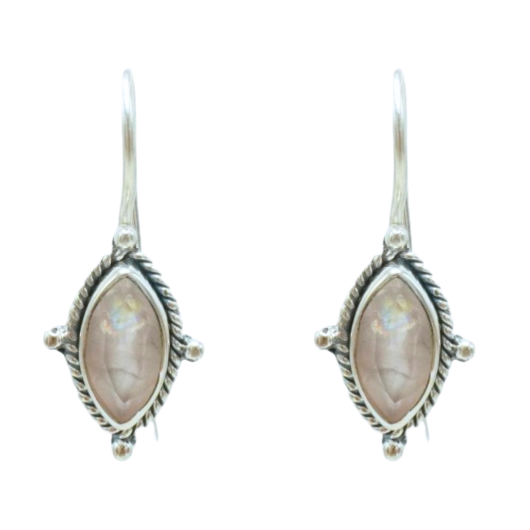 Earrings- Marquise - Rosequartz