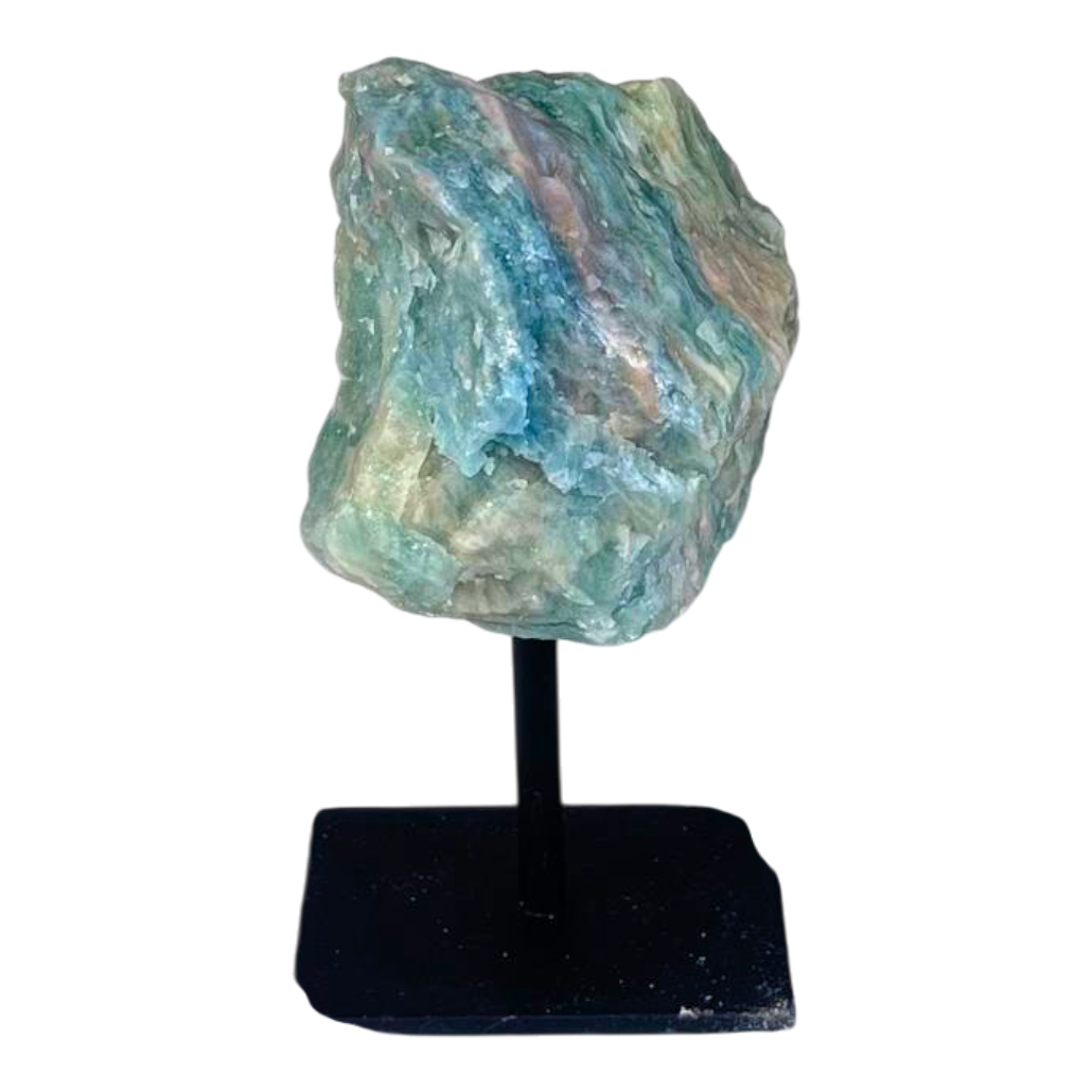 Rough Aquamarine on metal base #3