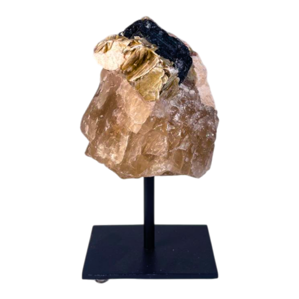 Mica with tourmaline on metal base #1