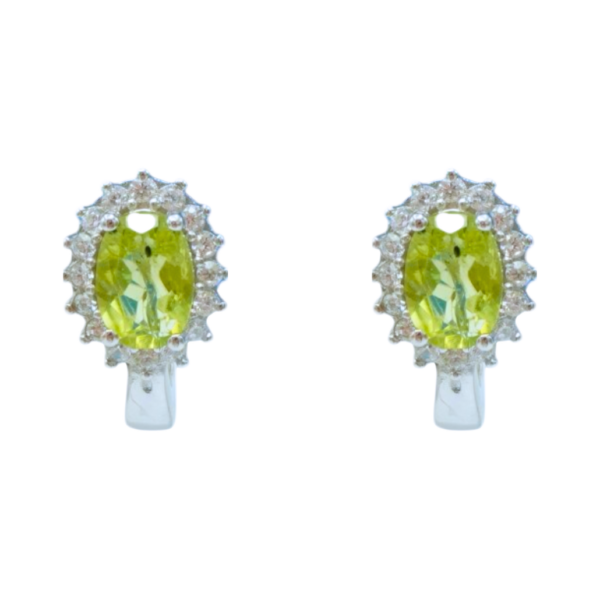 Earrings - Zirconia - Oval - Peridot