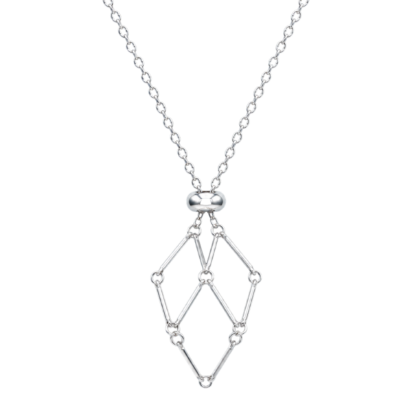 Stainless steel necklace with cage, 45+5cm