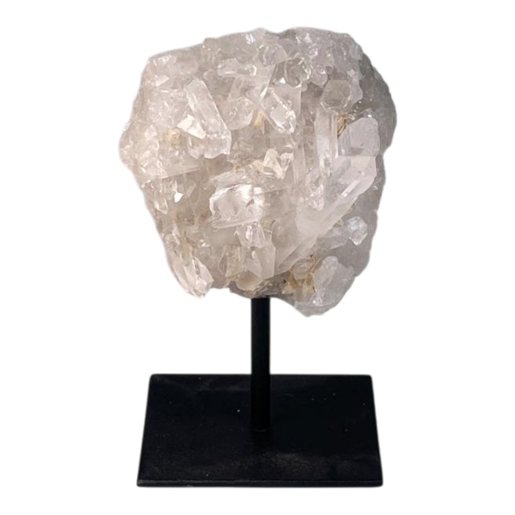 Rockcrystal cluster on metal stand #2