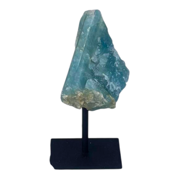 Rough Aquamarine on metal base #2
