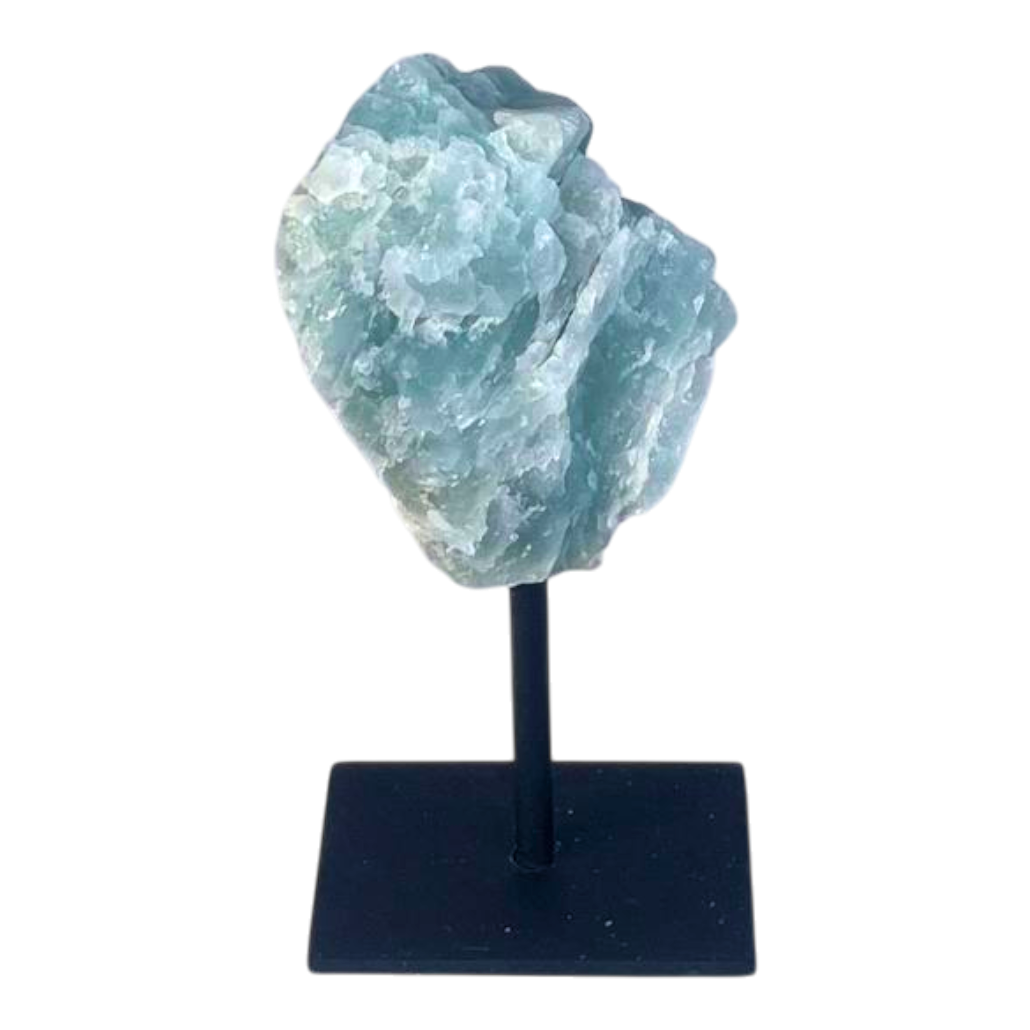 Rough Aquamarine on metal base #4