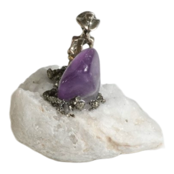 Alternative view of Crystal Cluster - with metal Miner - 40/70mm #2