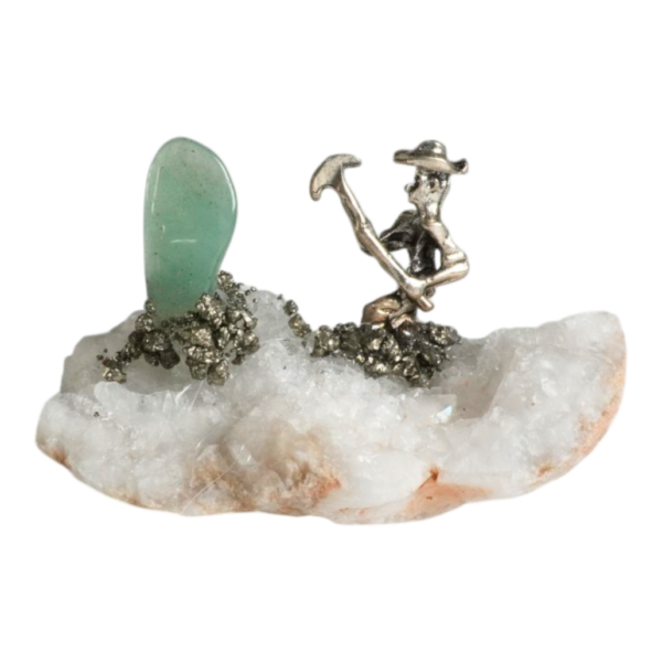 Crystal Cluster - with metal Miner - 40/70mm #4