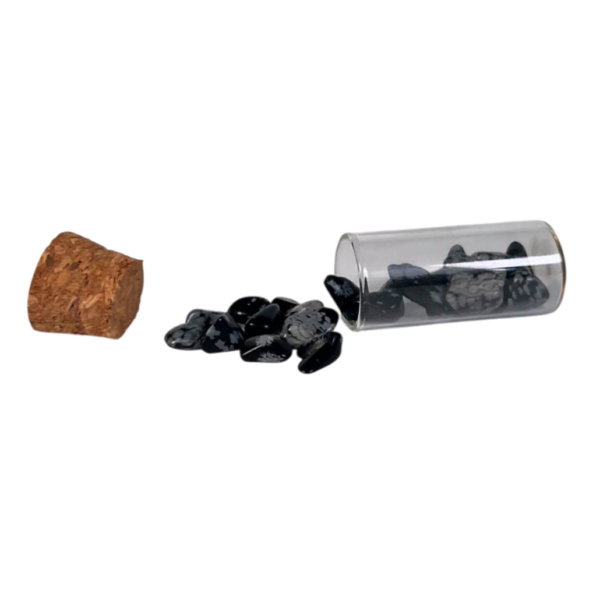 Alternative view of Snowflakes Obsidian - Chips Bottle