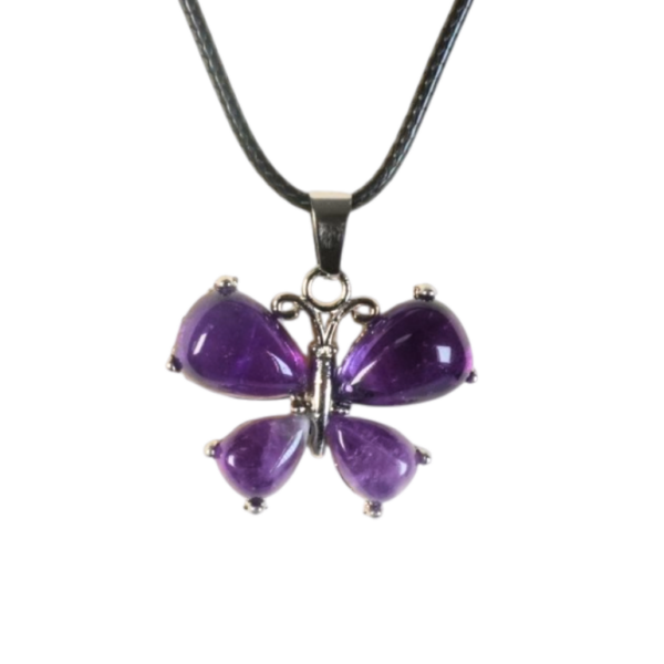 Amethyst - Drop Shape metal - Butterfly Pendant - 25*30mm