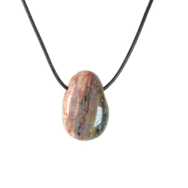 Pendant - Tumble - Jasper Silver Leaf