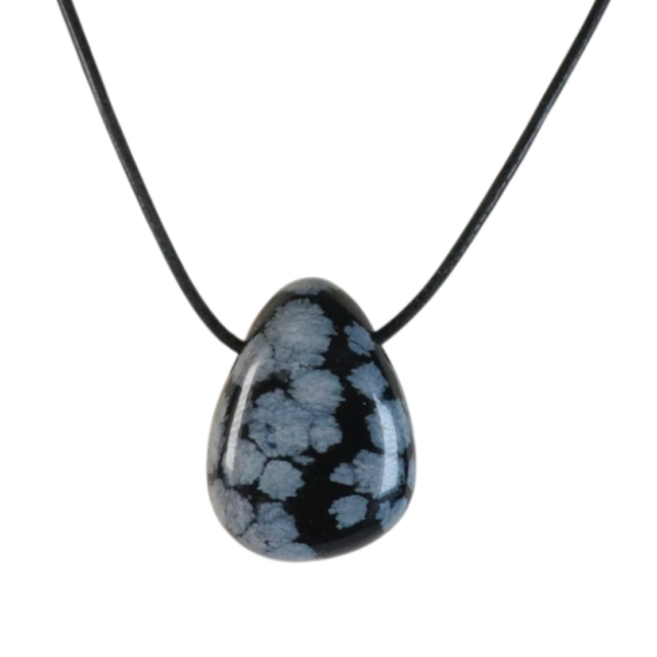 Pendant - Tumble - Snowflakes Obsidian