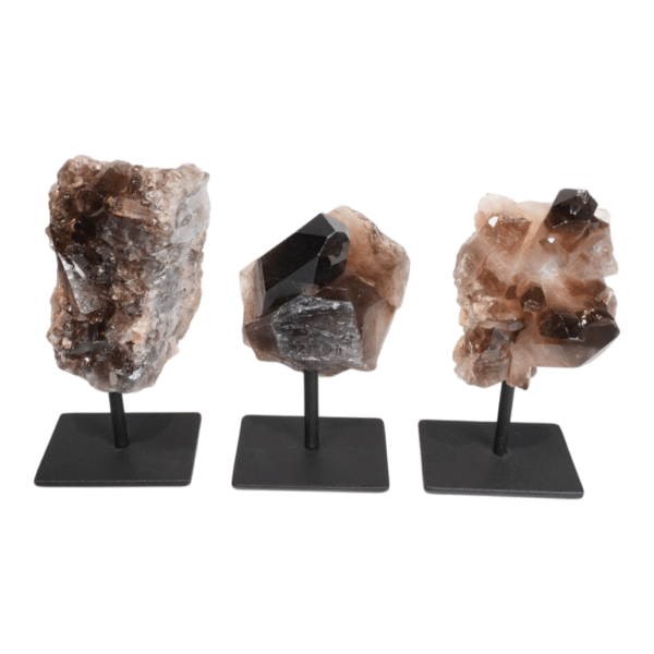 Smokey Quartz Cluster on metal stand #1